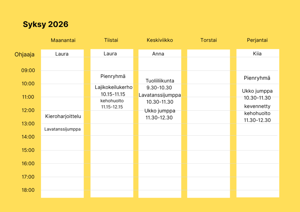 senioriliikunta tampere lukujärjestys